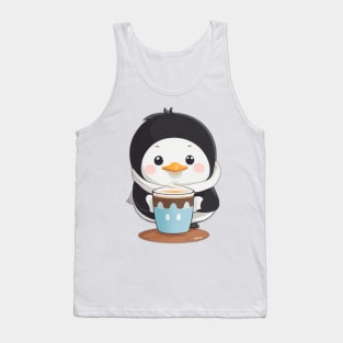 Cute penguin with coffee Tank Top